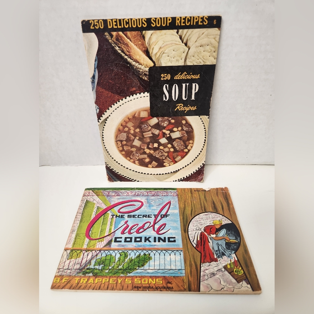 Vintage 1974 & 1953 Creole Cooking & Soups Cookbooks Bundle of 2 Softcovers